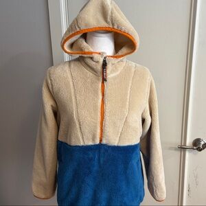 LL Bean Cream, Orange and Blue Fleece Jacket
